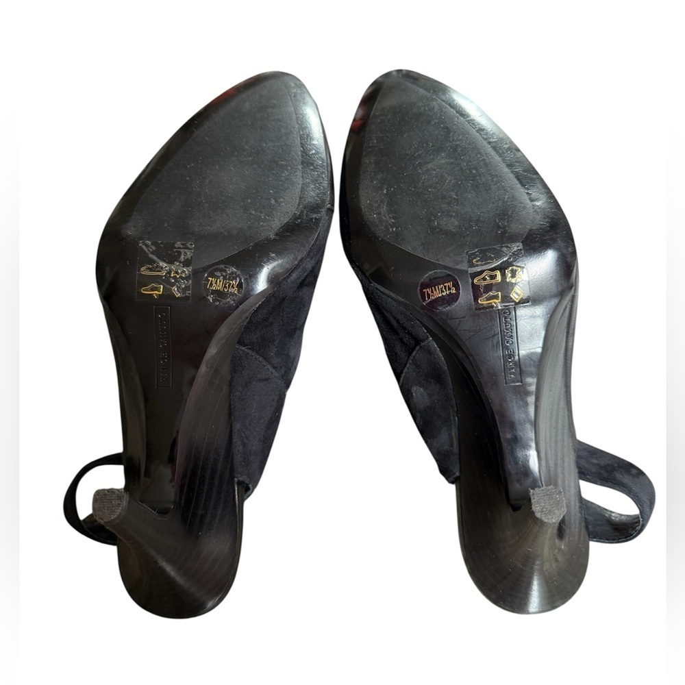Vince Camuto Black Leather&suede combination Slingback Sleek Minimalist 7,5 - Picture 5 of 5